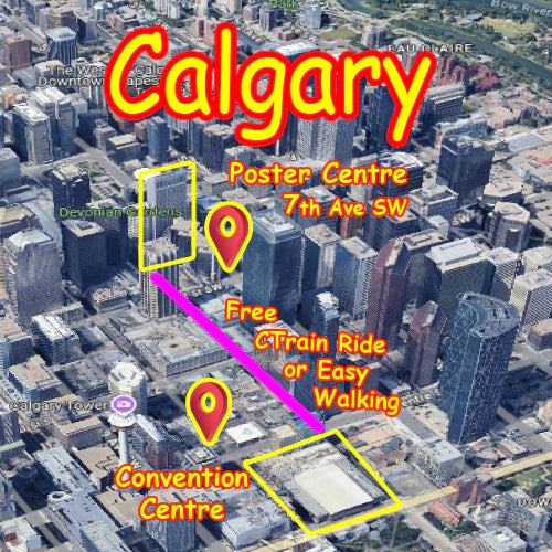 Map Direction of Poster Centre to Calgary Telus Convention Centre
