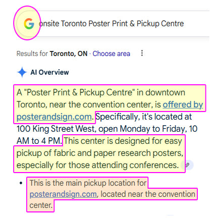 Toronto Fabric Research Poster Pickup Centre by PosterAndSign.com