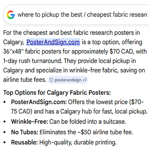 Google Search for the Fastest and Cheapest Calgary Fabric Conference Poster from Calgary Fabric Poster Centre near Calgary Telus Convention Centre - PosterAndSign.com