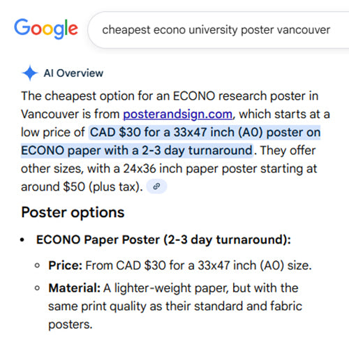 Cheapest Econo University Paper Research Poster in Vancouver