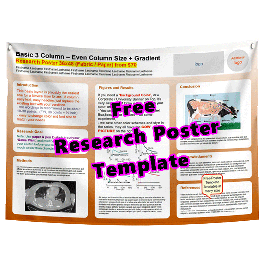 Free 3-Column Research Poster Template - Gradient - 12e