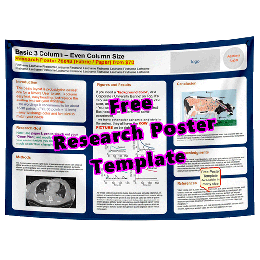 Free 3-Column Research Poster Template - Blue -13e