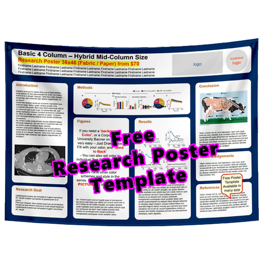 Free 4-column Research Poster Template (Blue -28e)