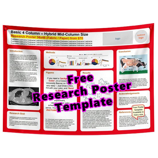 Free 4-column Research Poster Template (red -29e)