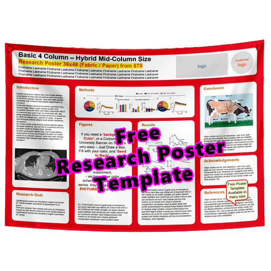 Free 4-column Research Poster Template (red -29e)