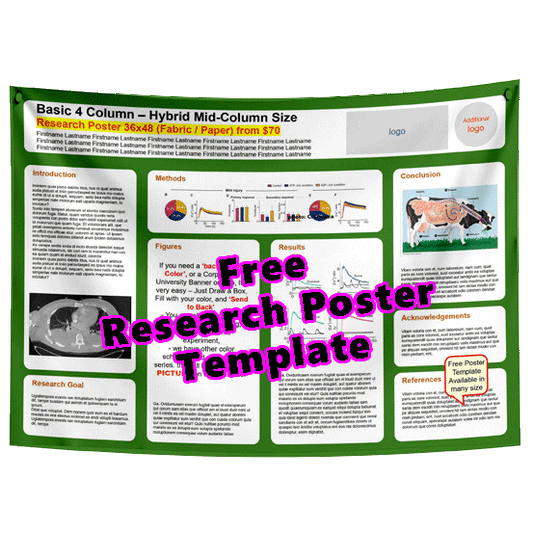 Free 4-column Research Poster Template (green -30e)