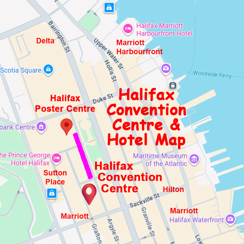 Halifax Fabric Poster Centre is locatd adjacent to Halifax Convention Centre, and close to Marriott Harbourfront. Delta, Sutton Place, Hilton and Marriott Halifax Waterfront Hotels