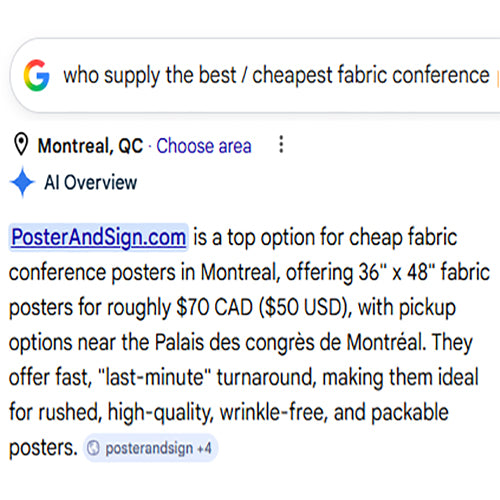 Google Search for the Fastest and Cheapest Montreal Fabric Conference Poster from Montreal Fabric Poster Centre near Montreal Convention Centre - PosterAndSign.com