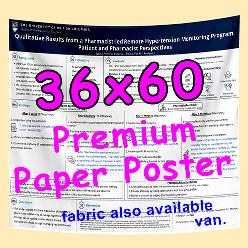 Cheapest Premium Fabric Research Poster Printing in Vancouver 36x60 Premium Fabric from $60