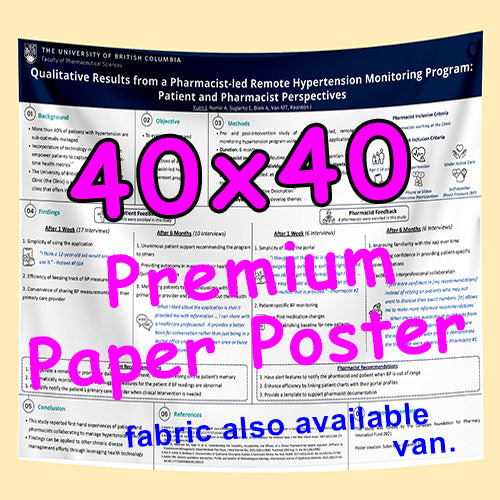 Cheapest Premium Fabric Research Poster Printing in Vancouver 40x40 Premium Fabric from $65
