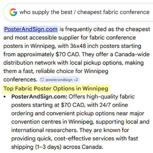 Google Search for the Fastest and Cheapest Winnipeg Fabric Conference Poster from Winnipeg Fabric Poster Centre across from  Winnipeg RBC Convention Centre - PosterAndSign.com