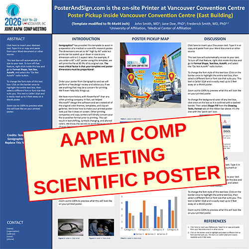 AAPM COMP Scientific Poster - onsite printing at Vancouver Convention Centre