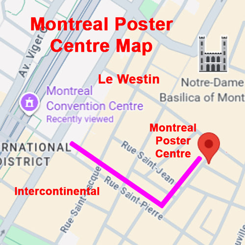 Montreal Fabric Poster Centre is located at 204 Rue du Saint-Sacrement - 3 blocks from Montreal Convention Centre, Le Westin & Intercontinental Hotels